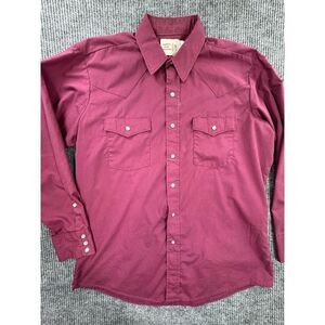 Vintage Saddle King Western Shirt Mens Large Red Pearl Snap Long Sleeve‎ USA